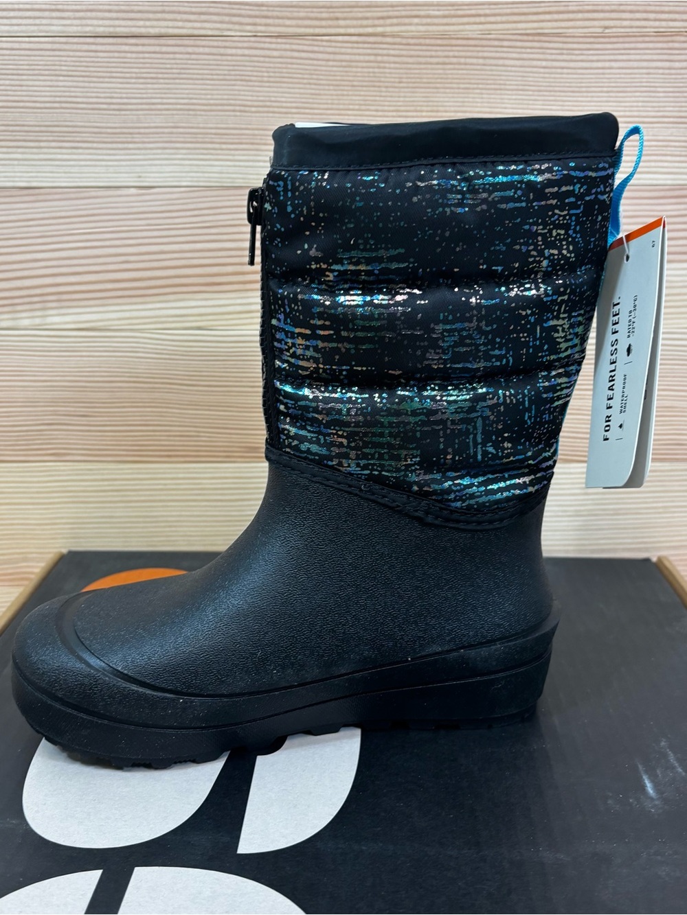 Bogs‎ Snow Shell Zip Girl's Metallic Stripes Insulated Winter Boots Sz 2 Youth - Picture 2 of 8